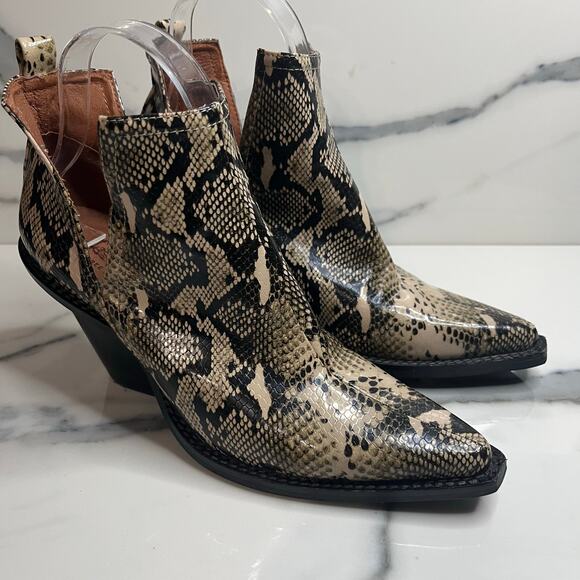 Jeffrey Campbell x Free People Women's Snakeskin Festival Boho Ankle Boots Sz 7 - Picture 1 of 8